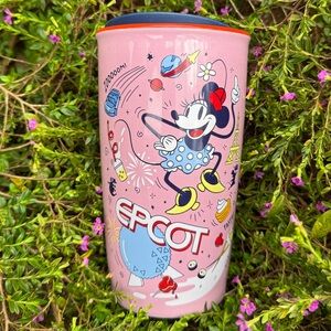 New Starbucks Disney World Epcot Pink Minnie Mouse Porcelain Travel Mug